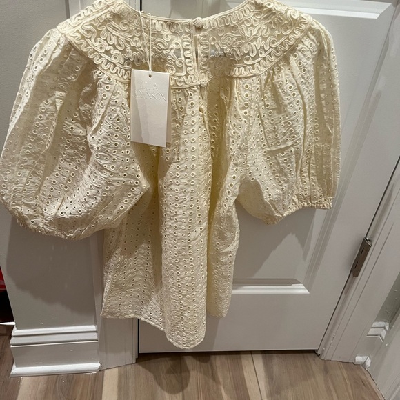 NWT ULLA JOHNSON AMINA EYELET EMBROIDERED BLOUSE TOP IVORY - Picture 7 of 8